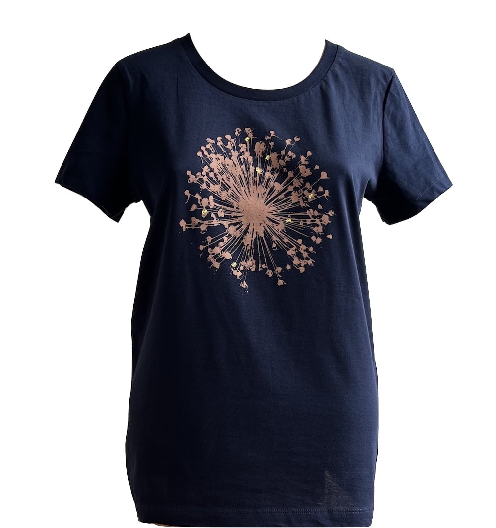 bio t-shirt dames allium navy fit ronde hlas
